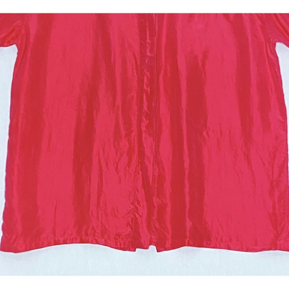 Anne Pinkerton Womens Shirt Large Red Silk Short Sleeves Breast Pocket - Picture 3 of 8